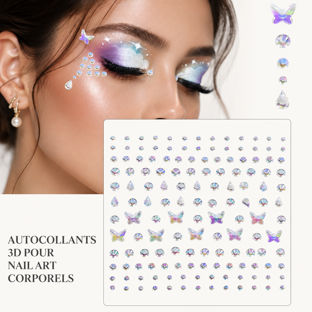 ✨ Perles Adhésives Visage & Cheveux — Face Gems Pearls