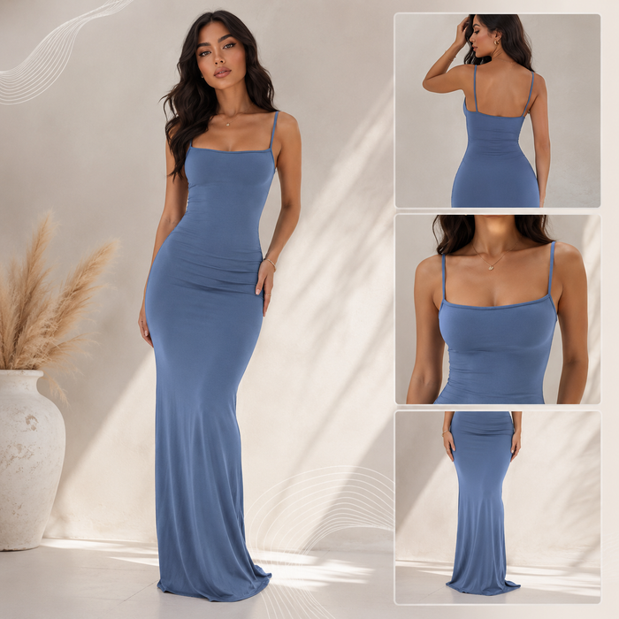 Robe Maxi Satin Sexy Sans Bretelles – Coupe Slim Élégante