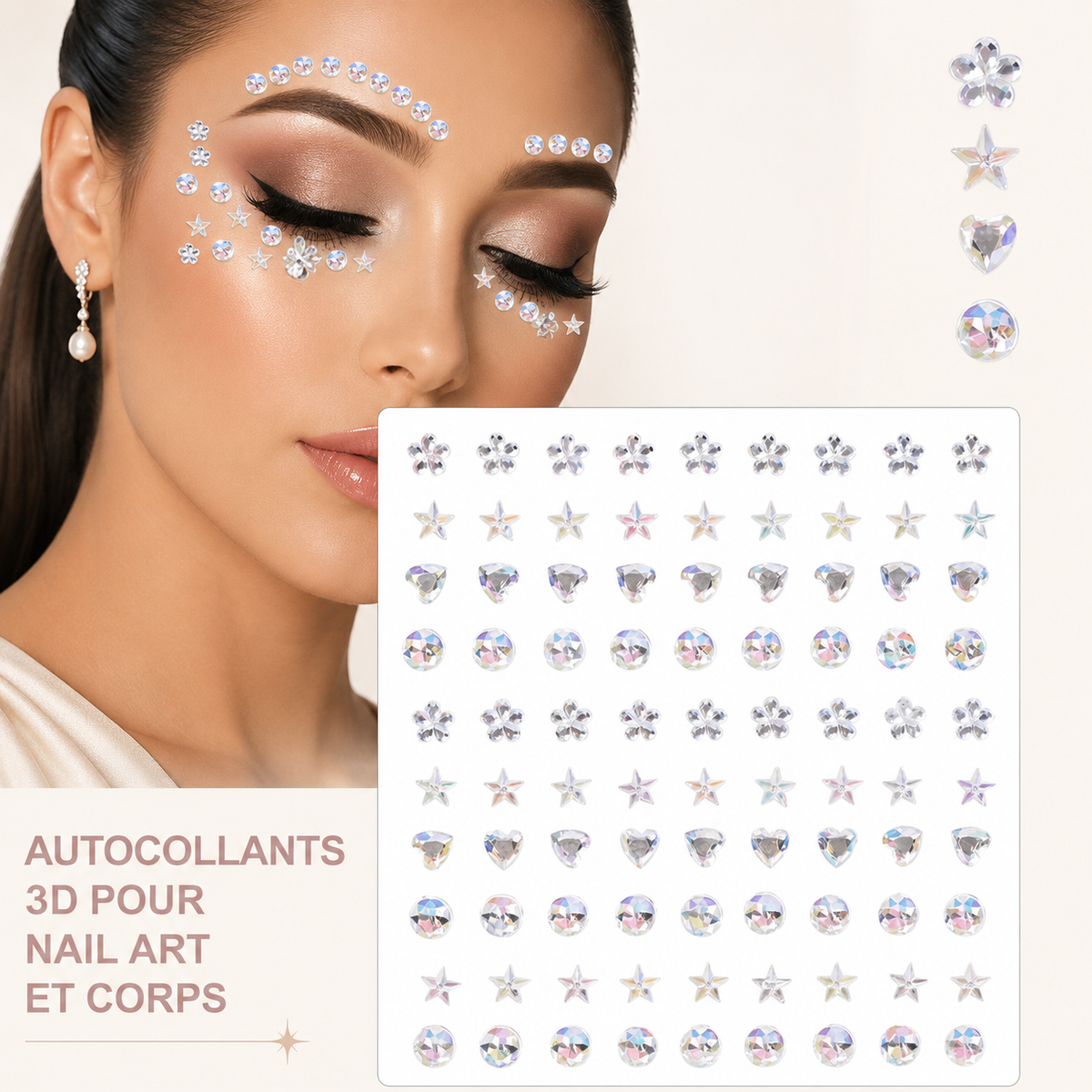 ✨ Perles Adhésives Visage & Cheveux — Face Gems Pearls