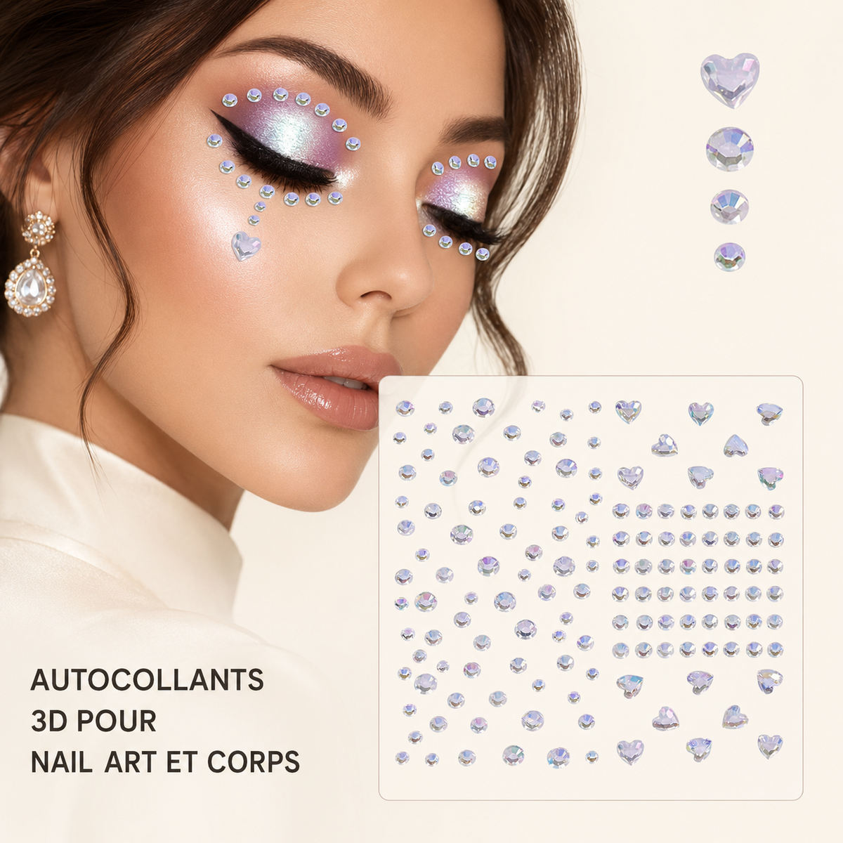 ✨ Perles Adhésives Visage & Cheveux — Face Gems Pearls