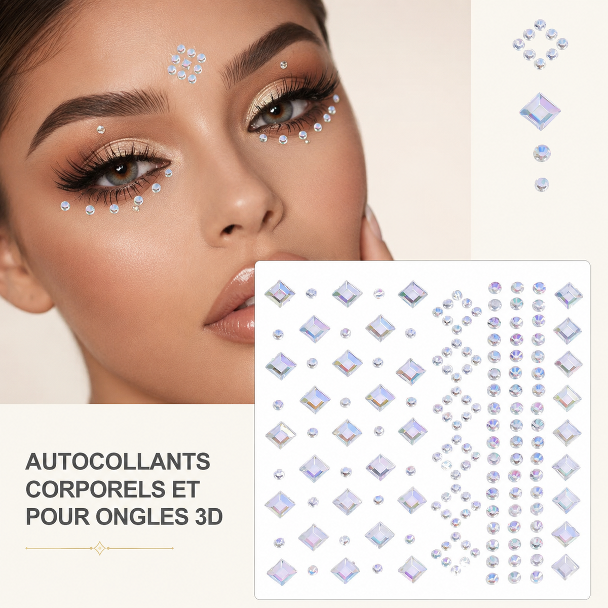 ✨ Perles Adhésives Visage & Cheveux — Face Gems Pearls