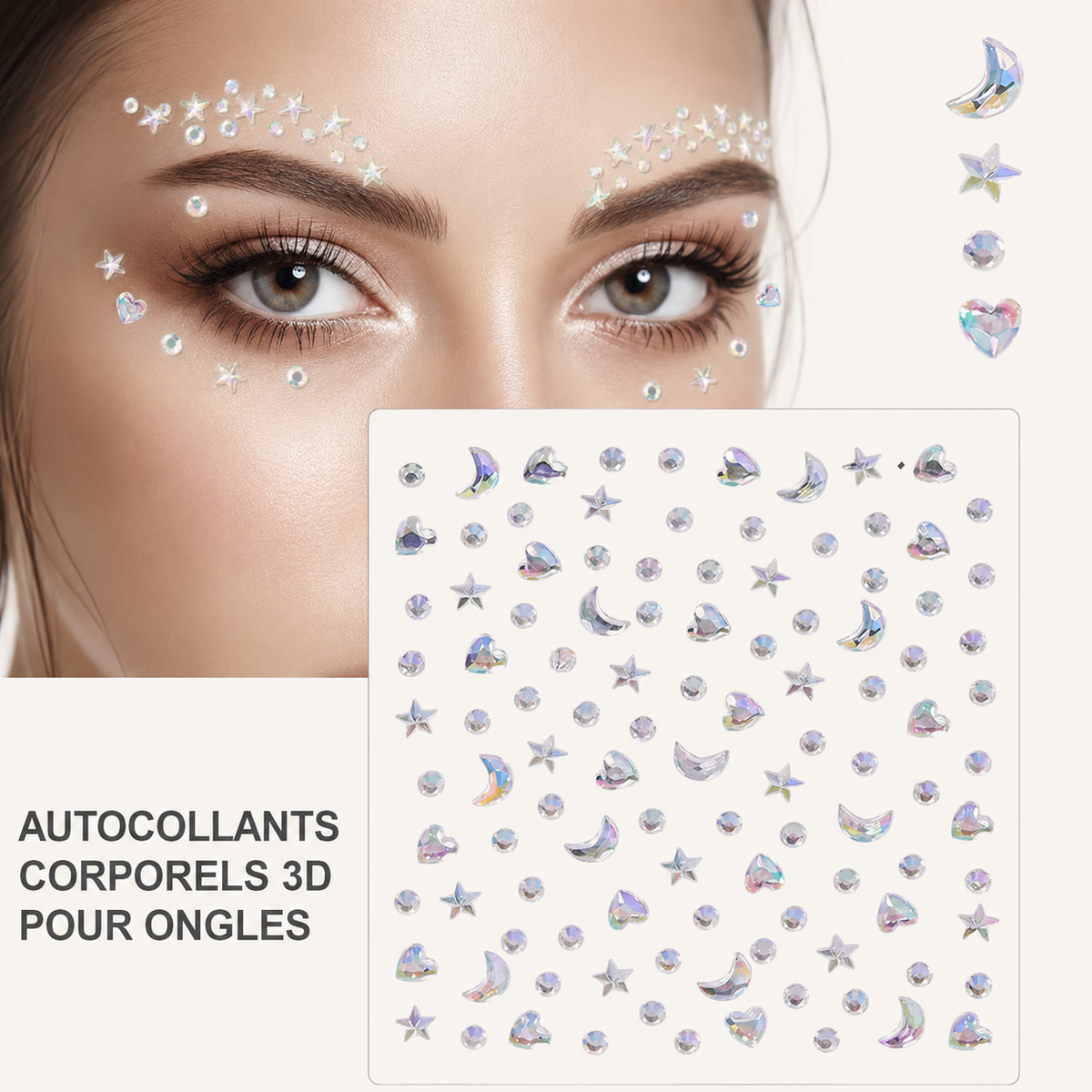 ✨ Perles Adhésives Visage & Cheveux — Face Gems Pearls