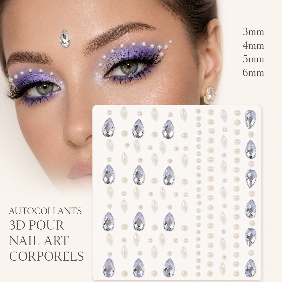 ✨ Perles Adhésives Visage & Cheveux — Face Gems Pearls