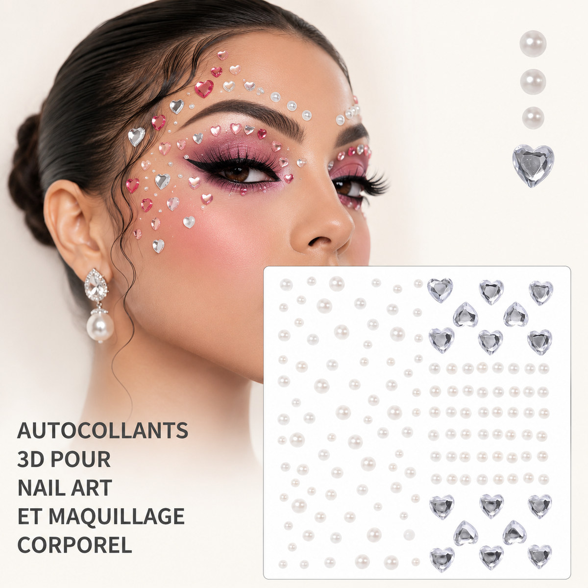 ✨ Perles Adhésives Visage & Cheveux — Face Gems Pearls