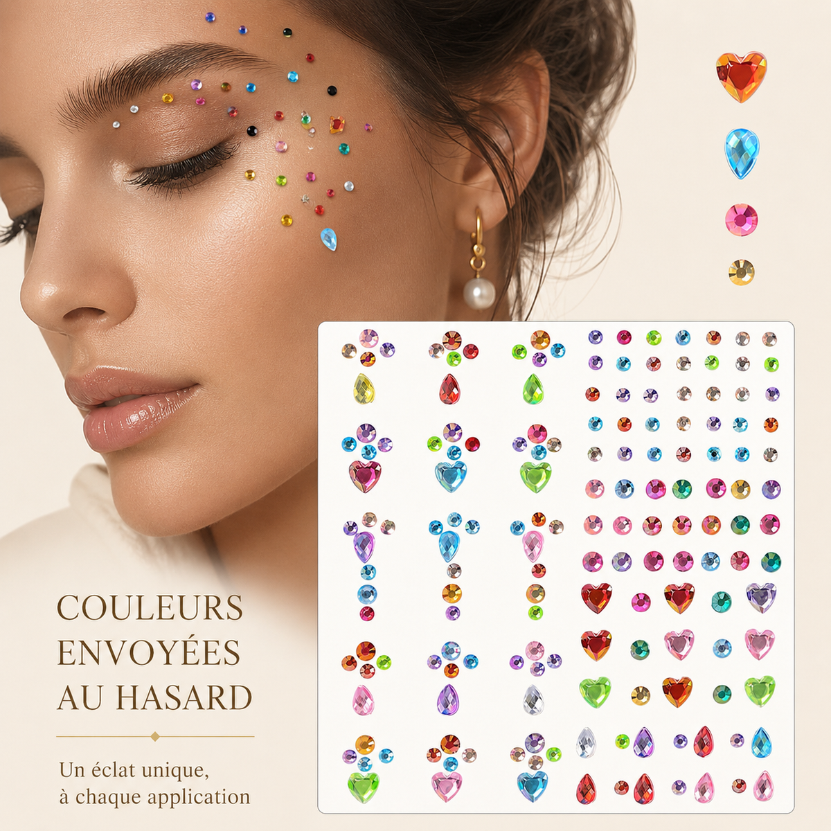 ✨ Perles Adhésives Visage & Cheveux — Face Gems Pearls