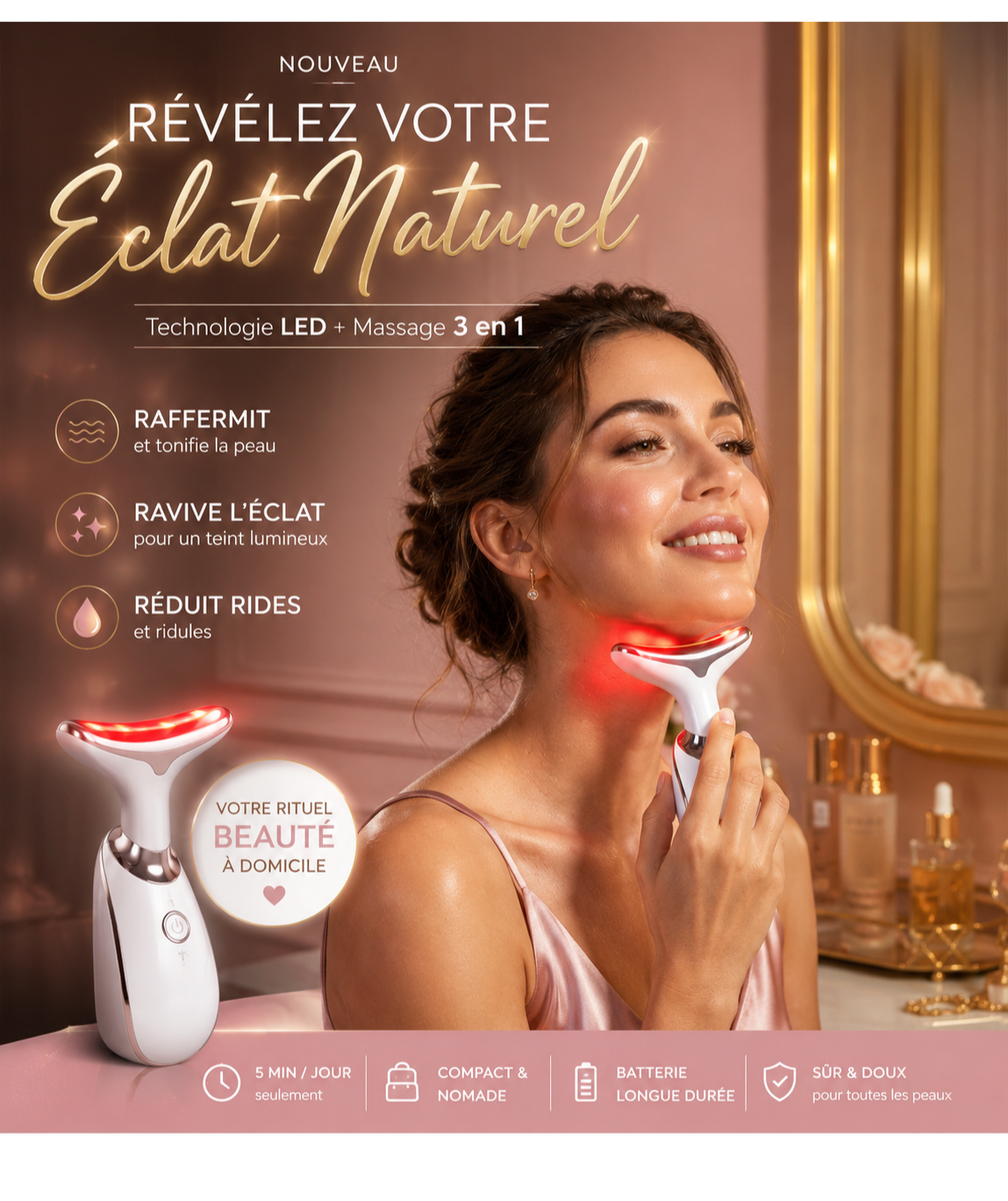 Appareil Lifting Visage & Cou – EMS + Photothérapie LED 7 Couleurs