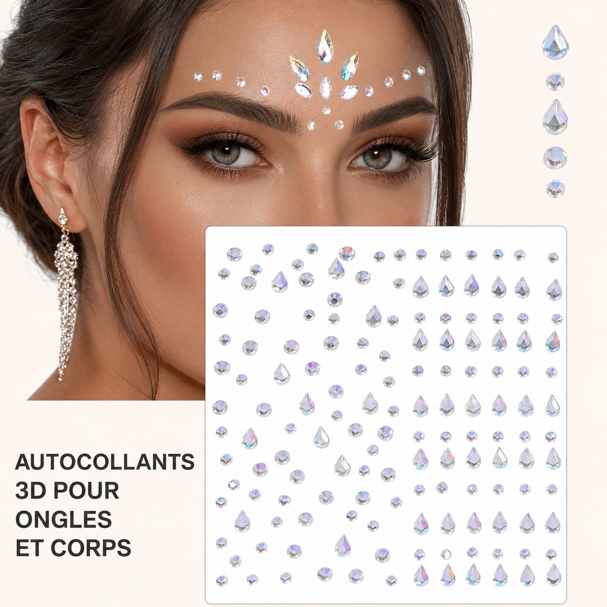 ✨ Perles Adhésives Visage & Cheveux — Face Gems Pearls