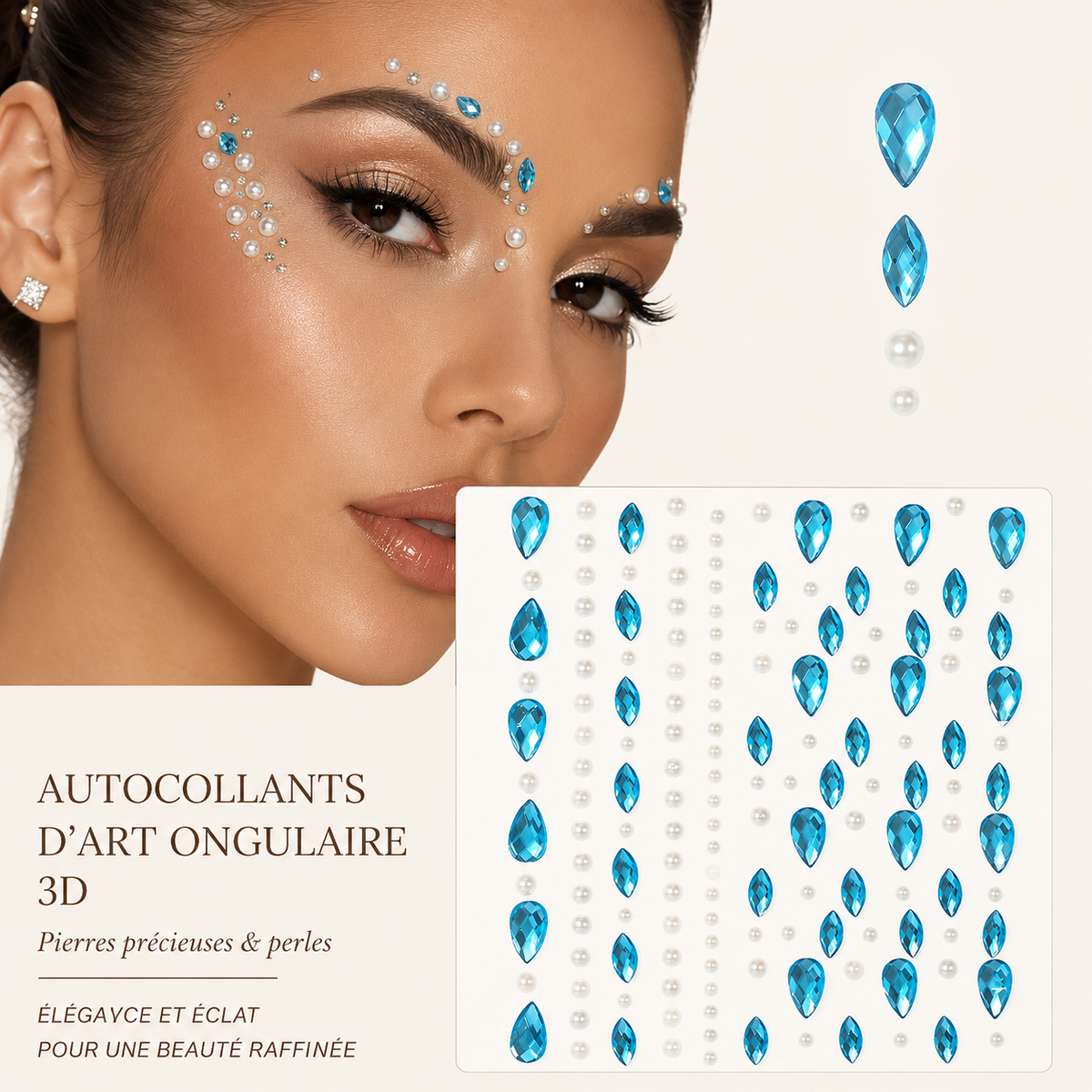 ✨ Perles Adhésives Visage & Cheveux — Face Gems Pearls