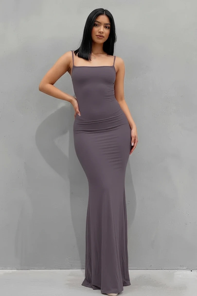Robe Maxi Satin Sexy Sans Bretelles – Coupe Slim Élégante