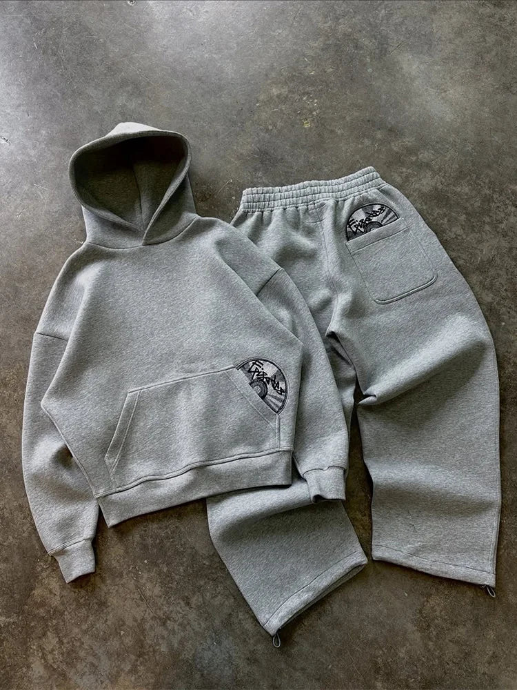 Jogging Homme Streetwear Y2K – Ensemble Hoodie & Pantalon Assortis