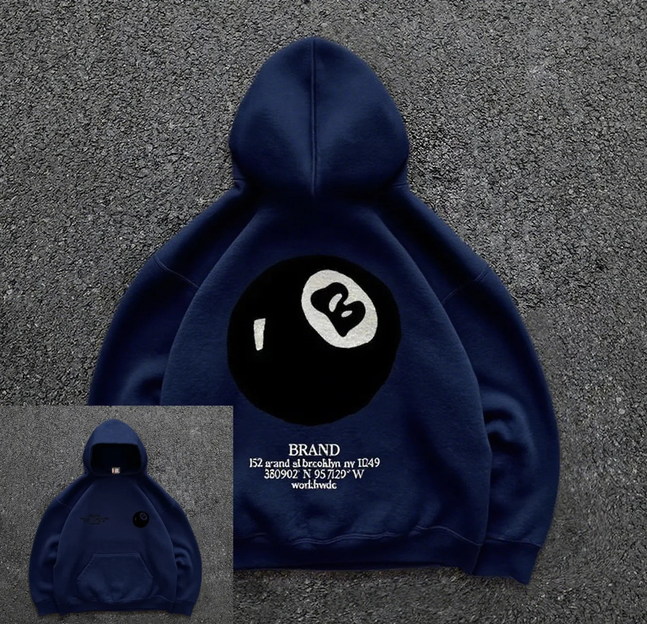 Hoodie Streetwear Homme – Motif 8-Ball Rétro | Oversize & Hip-Hop