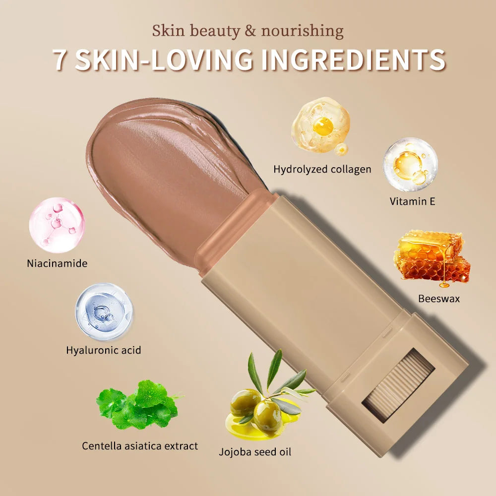 Fond de Teint Stick Waterproof – Sérum Teinté Couvrant 6 Teintes