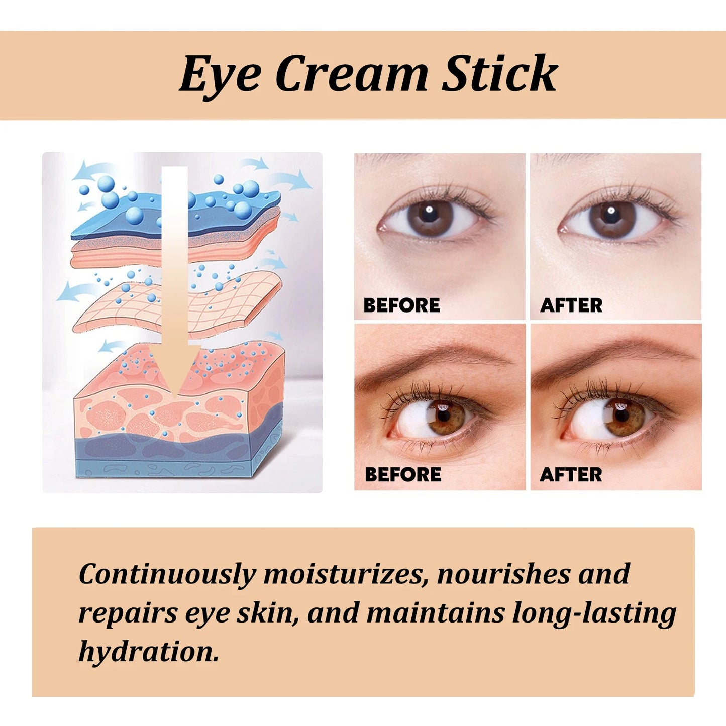 Crème Yeux Stick Escargot & Collagène – Anti-Rides & Cernes