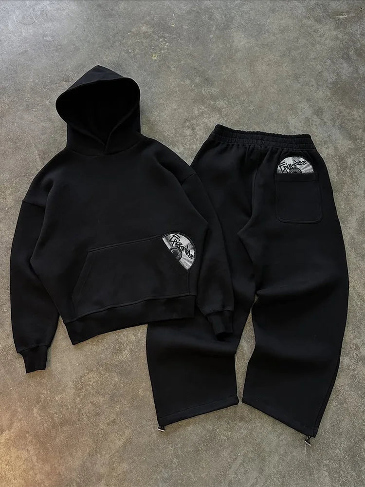 Jogging Homme Streetwear Y2K – Ensemble Hoodie & Pantalon Assortis