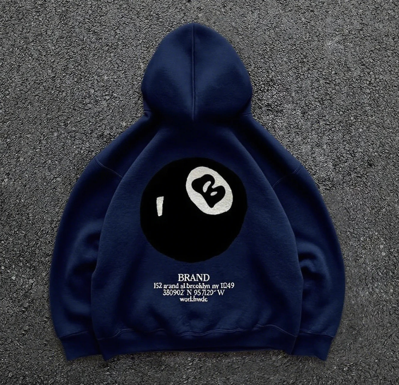 Hoodie Streetwear Homme – Motif 8-Ball Rétro | Oversize & Hip-Hop