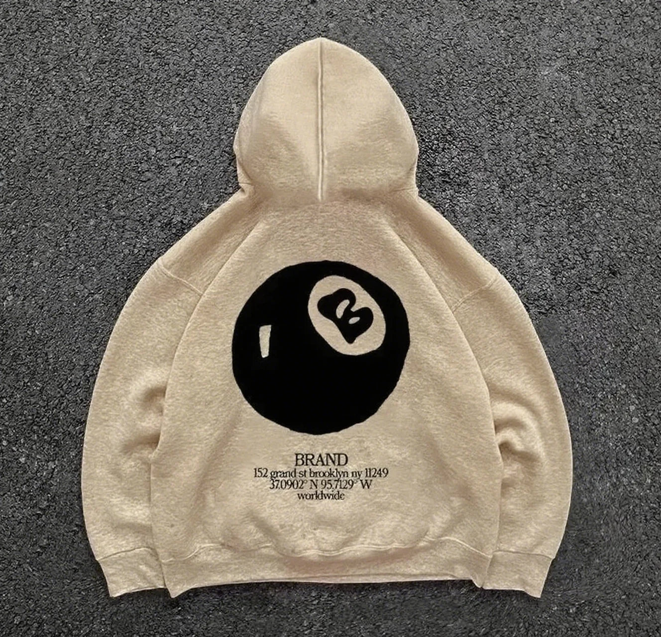 Hoodie Streetwear Homme – Motif 8-Ball Rétro | Oversize & Hip-Hop